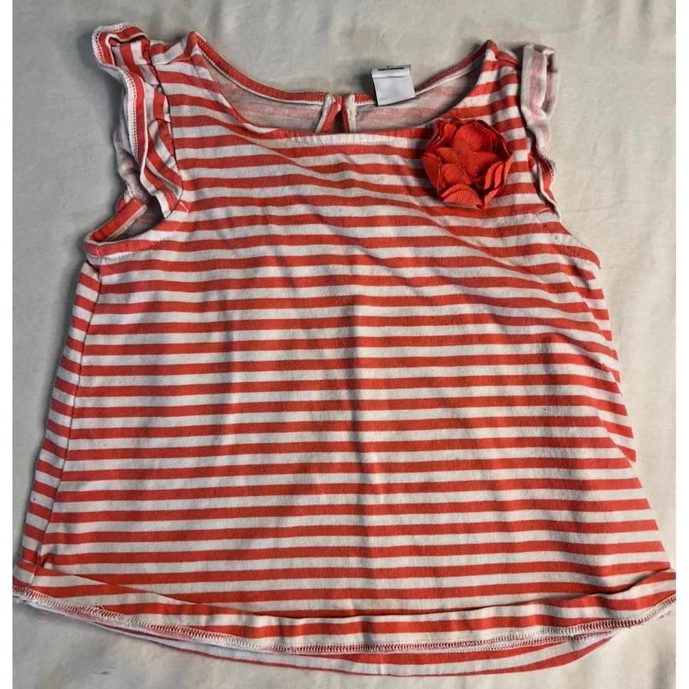 JANIE AND JACK Candy Stripe Flower Red‎ White Ruffle Toddler 2T Sleeveless